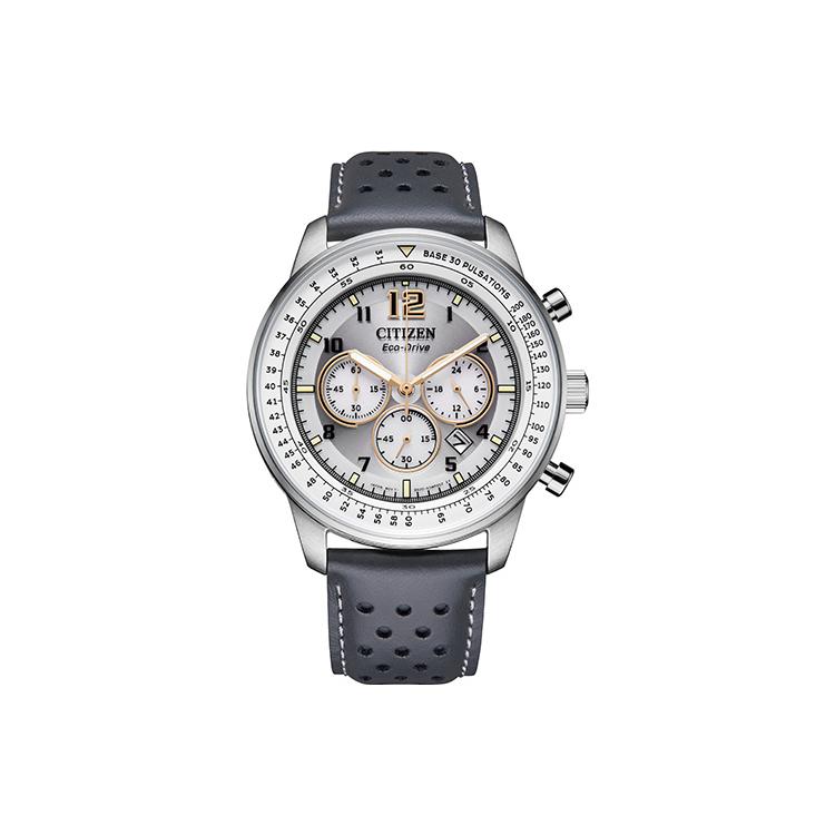 Citizen FF Light Powered Quartz Movement Cow Leather Strap Watch Men's Watches Gray Dial CA4500-24H