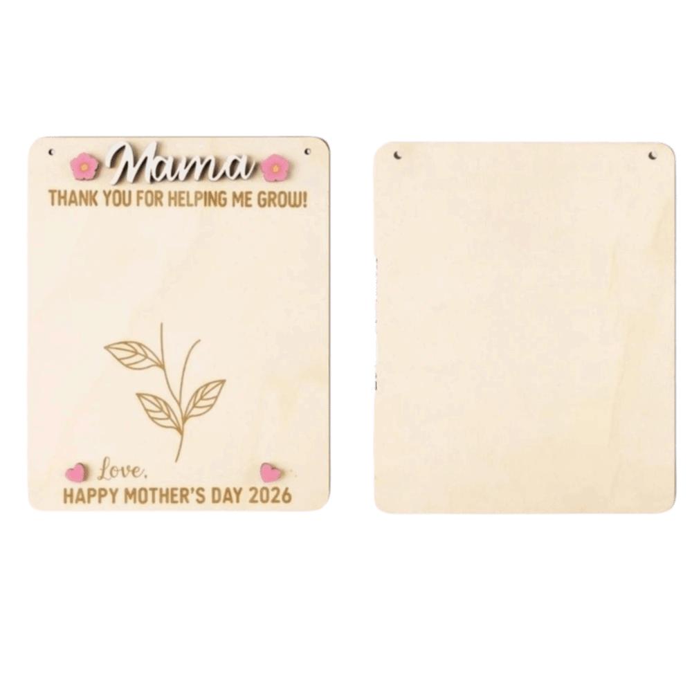 Handbemalte Muttertags-Plakette Ornament Geschenke für Mama DIY Handabdruck Schild 2D Flache Dekoration Holzblumen-Bastelarbeit Muttertag