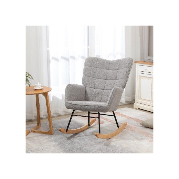 Fauteuil de relaxation - MUVOE - Velours cyprès - Gris clair - Charge max. 120 kg - 71 x 92 x 101 cm
