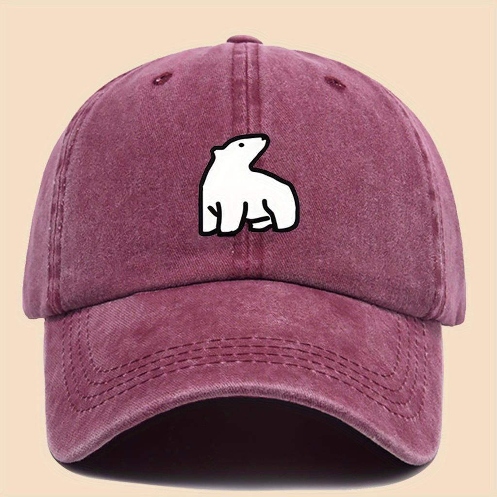Cute polar bear printed baseball cap for men and women, fashionable and versatile for outdoor travel
