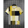 European and American Yellow Checkered Printed Men's T-shirt Street Trend Short Sleeved Versatile Top