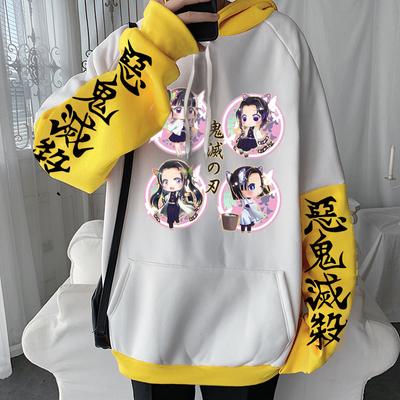 Anime Demon Slayer Kanao Tsuyuri Shinobu Kochou Kawaii Cartoon Print Hooded Men Women Manga Hoodies Harajuku Unisex Sweatshirt