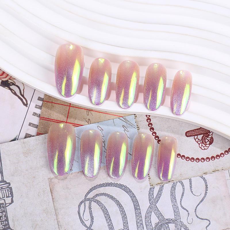 Handmade Gradient Aurora Cat Eye Nails - Wearable Nail Art Tips in Ins Style