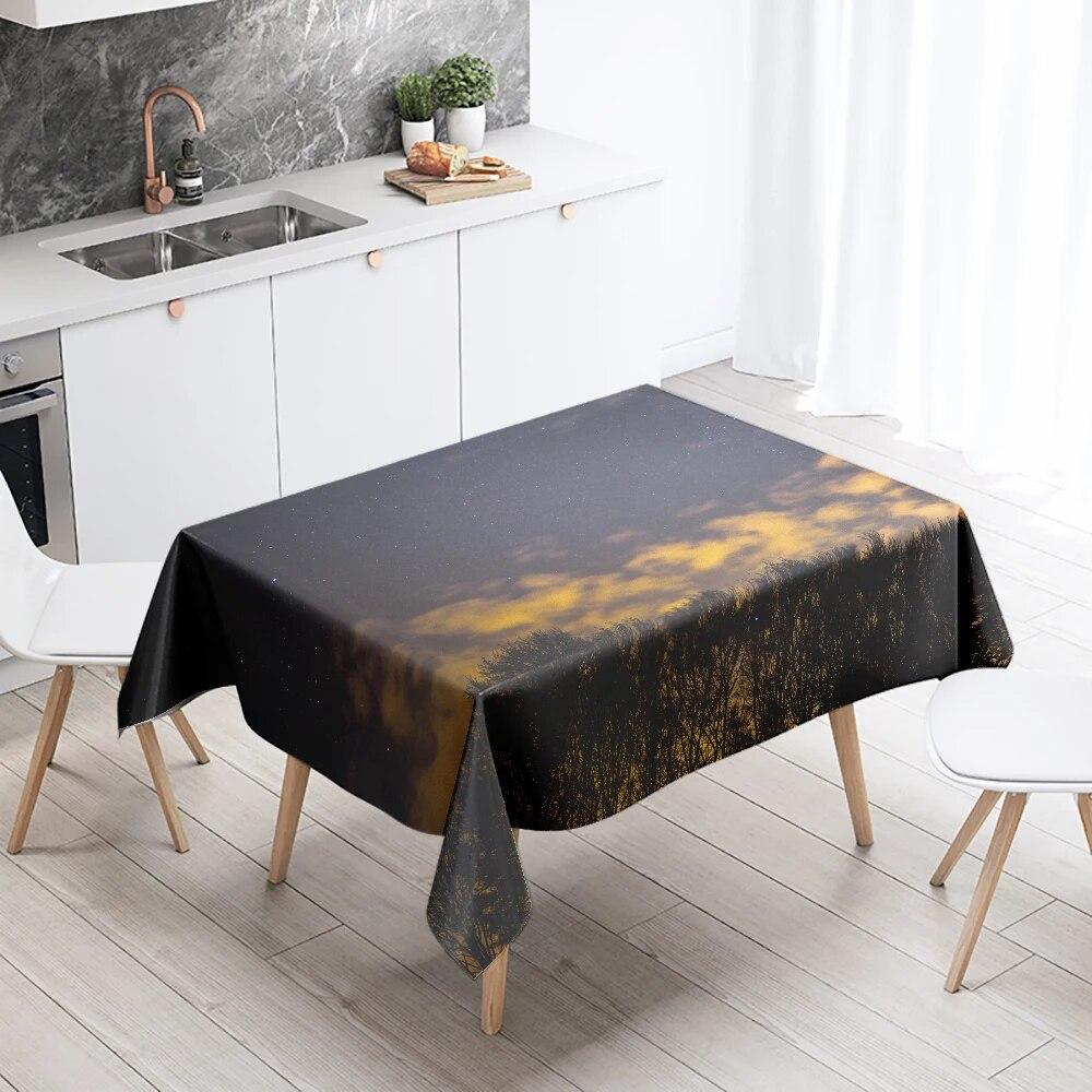 Star Blank Cloud Tablecloth Camping Party  Anti-Stain Waterproof Rectangular Kitchen Table Home Decor