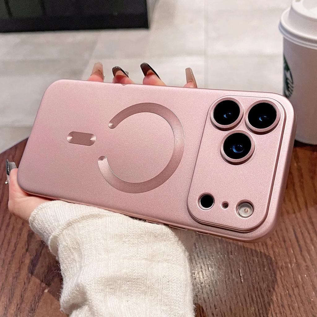 Metallic Paint Magnetic For Magsafe Soft Case For iPhone 17 Air 16 15 14 13 12 Pro Max Plus E Wireless Charge Lens Protect Cover
