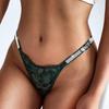 Thong Women's   T Pants Sexy Lace Rhinestone Alphabet Fashion Personality High Waist Traceless Transparent Panties
