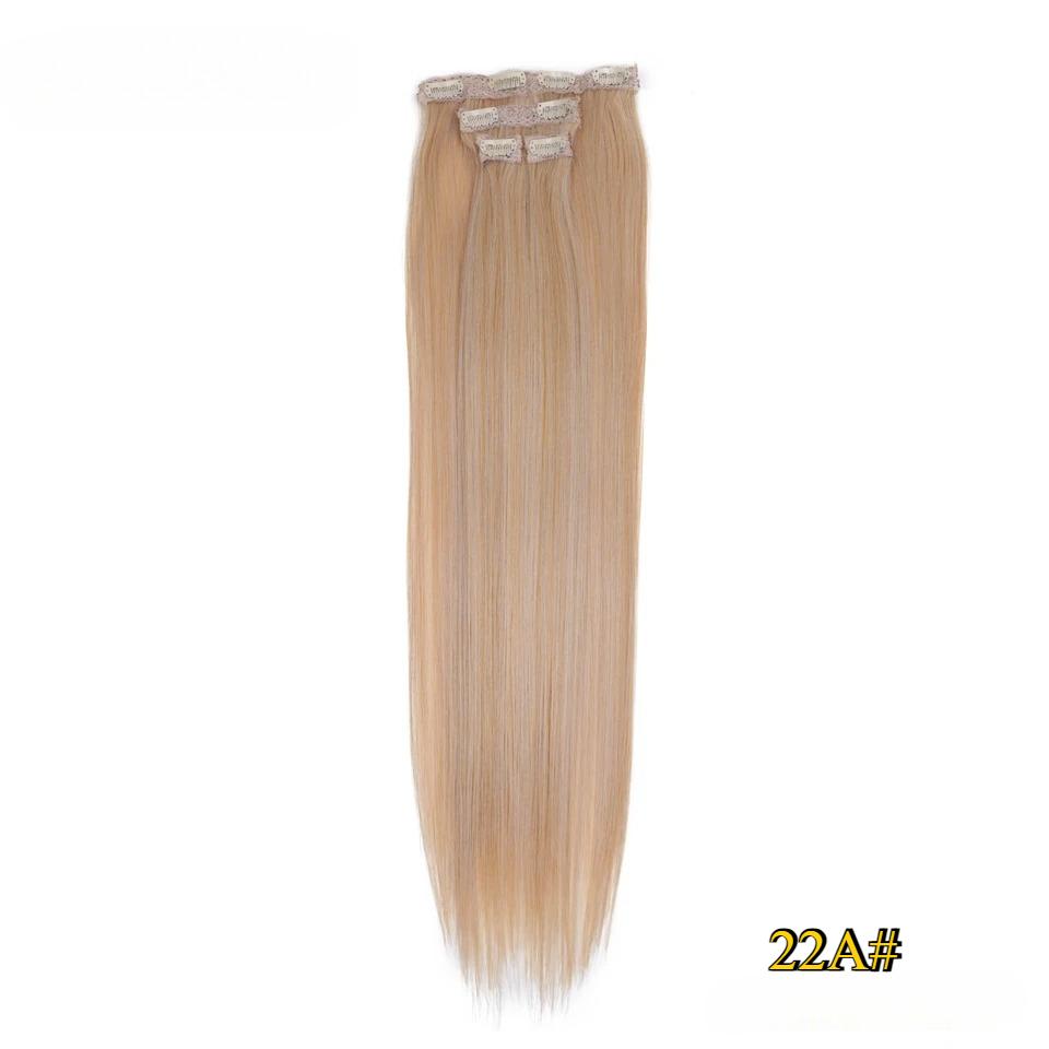 FREEDOM Synthetic Clip Hair Extensions 4Pcs/Set 24 Inch Long Straight Ombre Brown Blonde 8 Clips In Hair Extensions For Women
