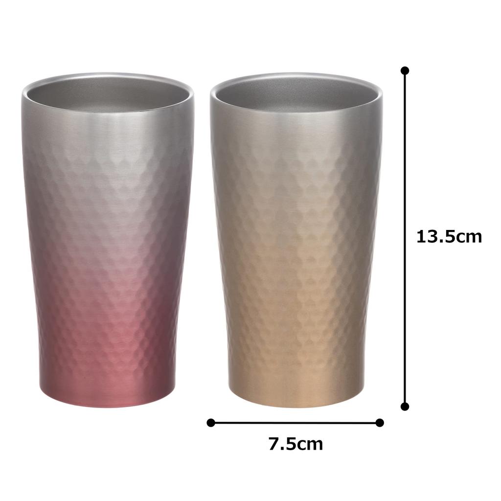 Maebata Tumbler Vacuum Insulated Pair Set Gradient 340ml Pink Gold Gold Stainless Steel Cup Luxe 52272 &