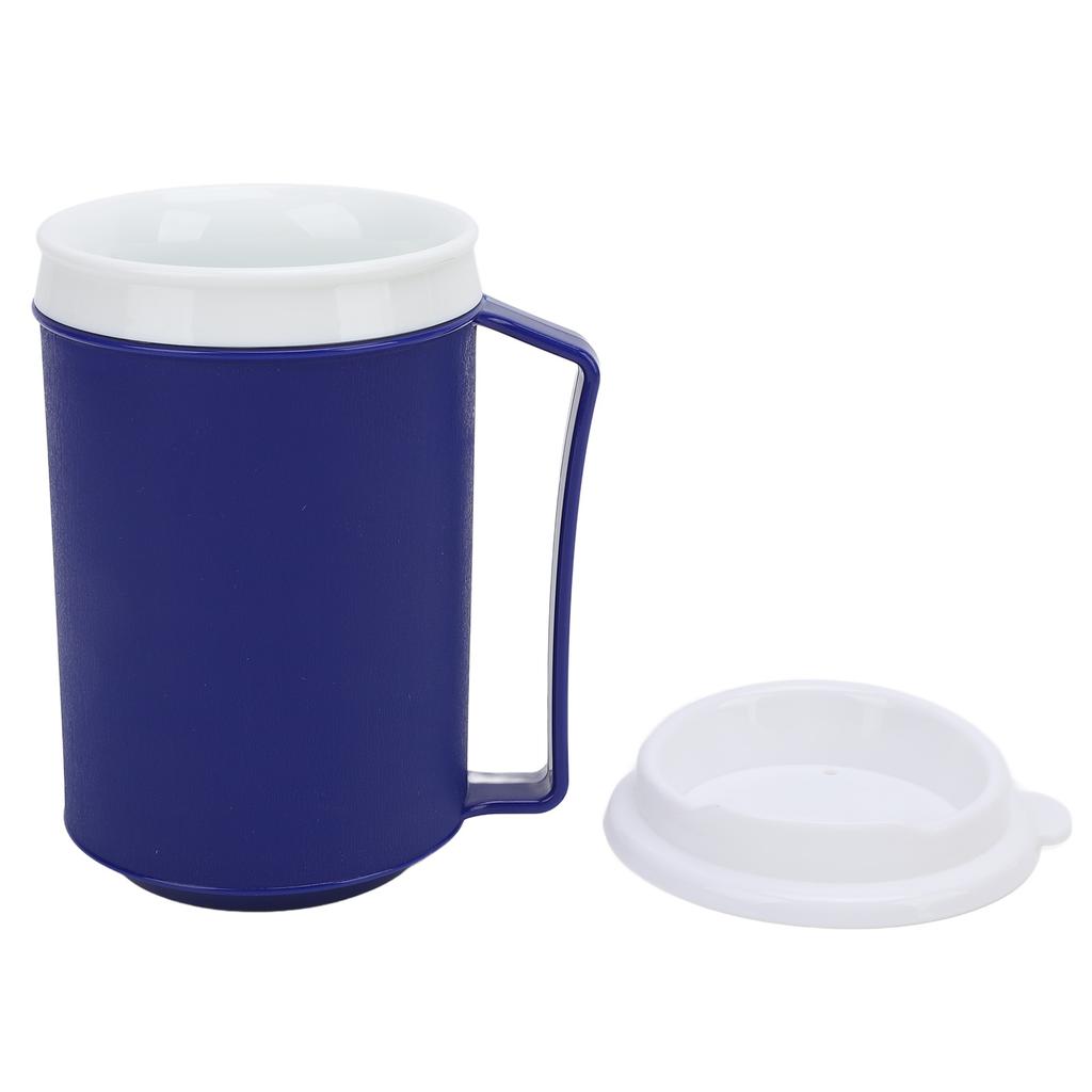 Travel Coffee Cup Blue Color Anti Spill Ergonomic Insulated Camping Mug with Lid for Home and