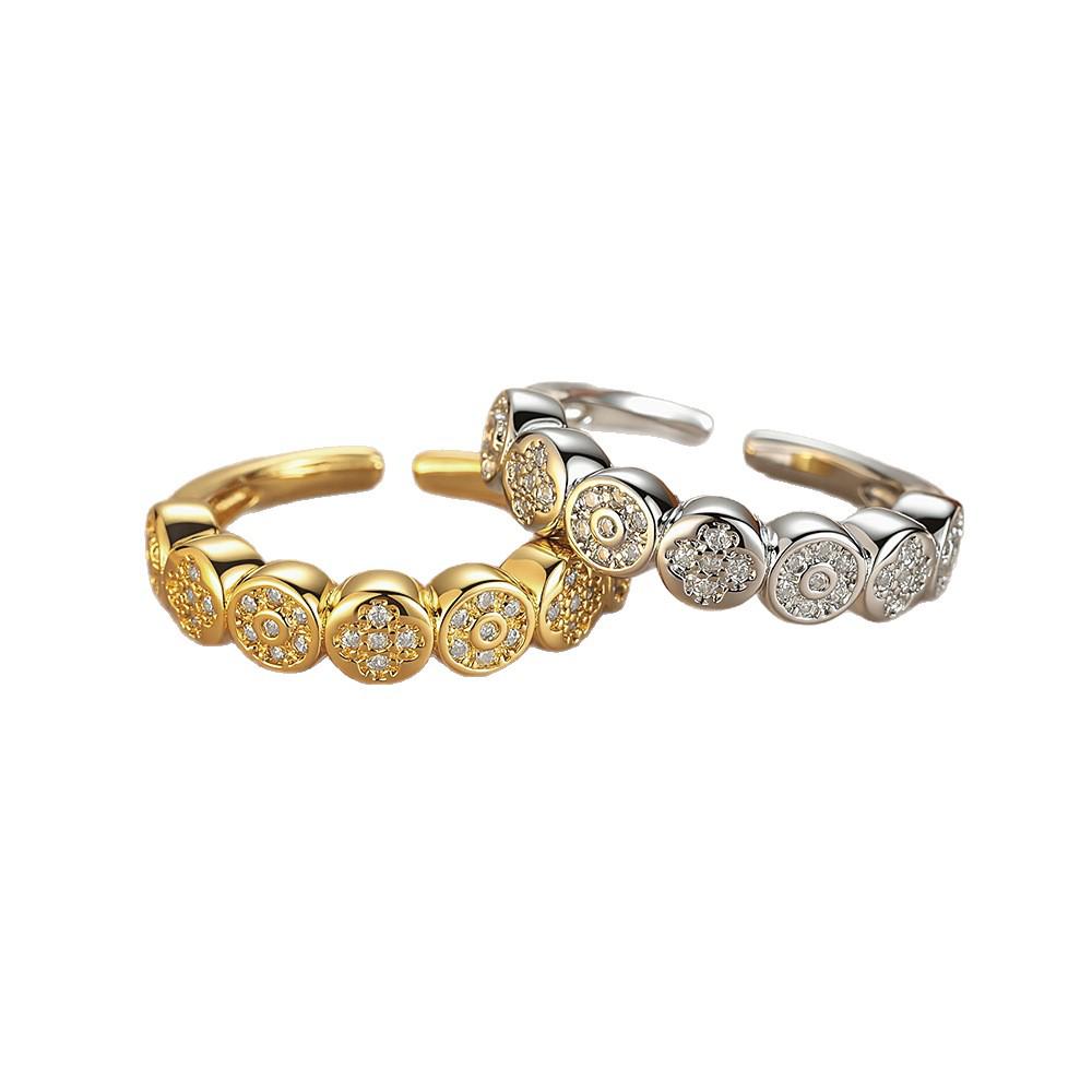 Korean Style Rhinestone Adjustable Star Ring with Micro-Set Zirconium