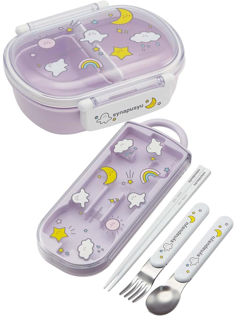 Skater Lunch Box Trio and Made In Shina TACC2AG Children's Set, Chopsticks, Spoon, Fork, Kids' Cutlery, Antibacterial, Easy-Open Slide-Open, Japan,