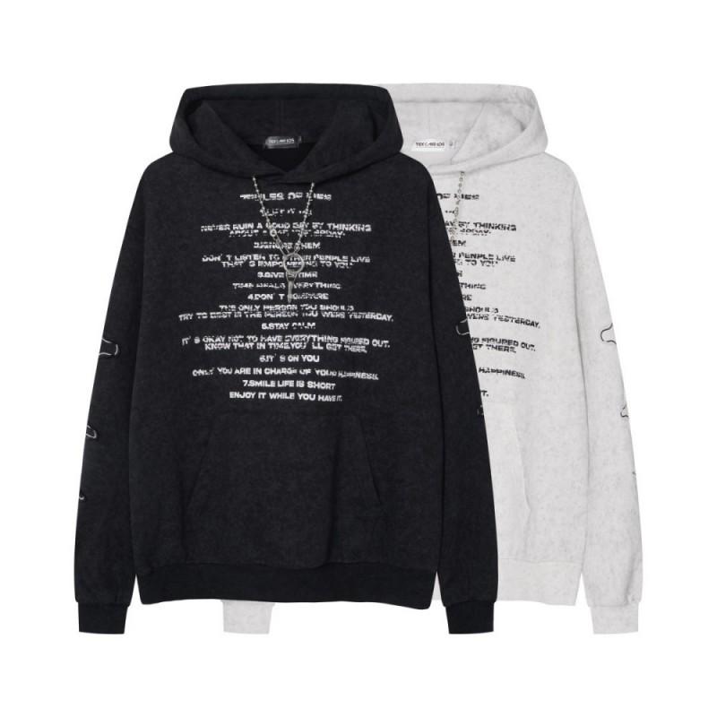 Mens Oversized Hooded Sweatshirt With Letter Print Streetwear Style Cotton Pullover Fall