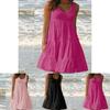 Stylish Women's Holiday Summer Solid Sleeveless Party Beach Loose Short Dress Sundress For Effortless Elegance