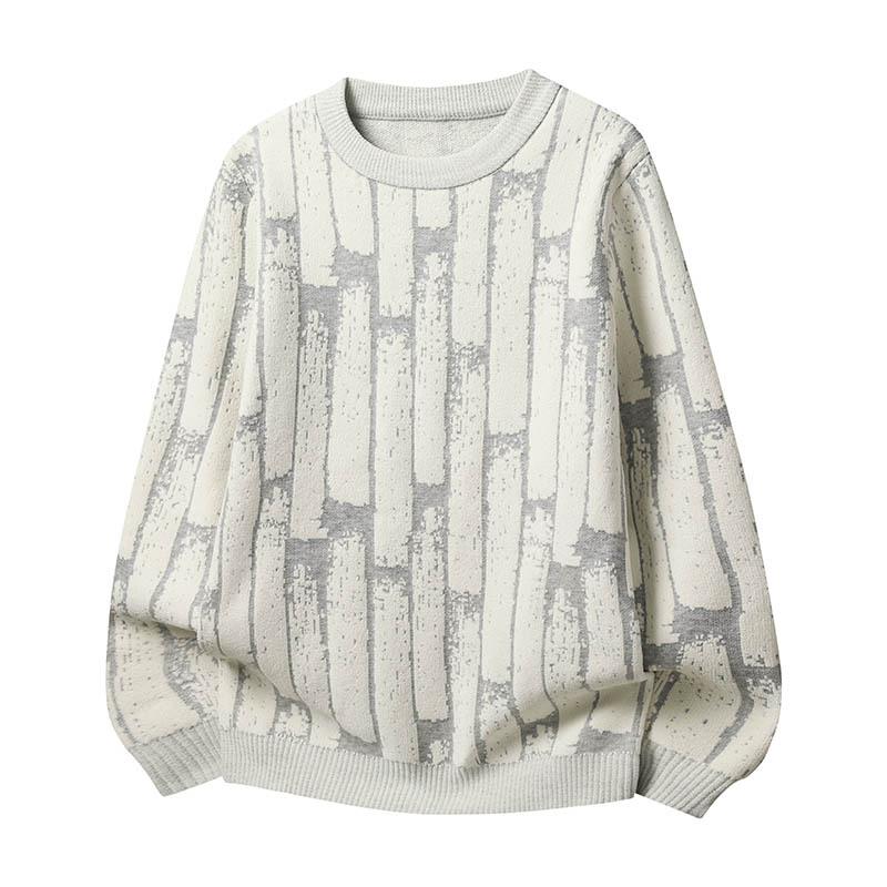 Loose Sweater Men's Round Neck Bottoming Shirt Contrasting Color Long-sleeved Pullover Autumn and Winter Fashionable Sweater Top
