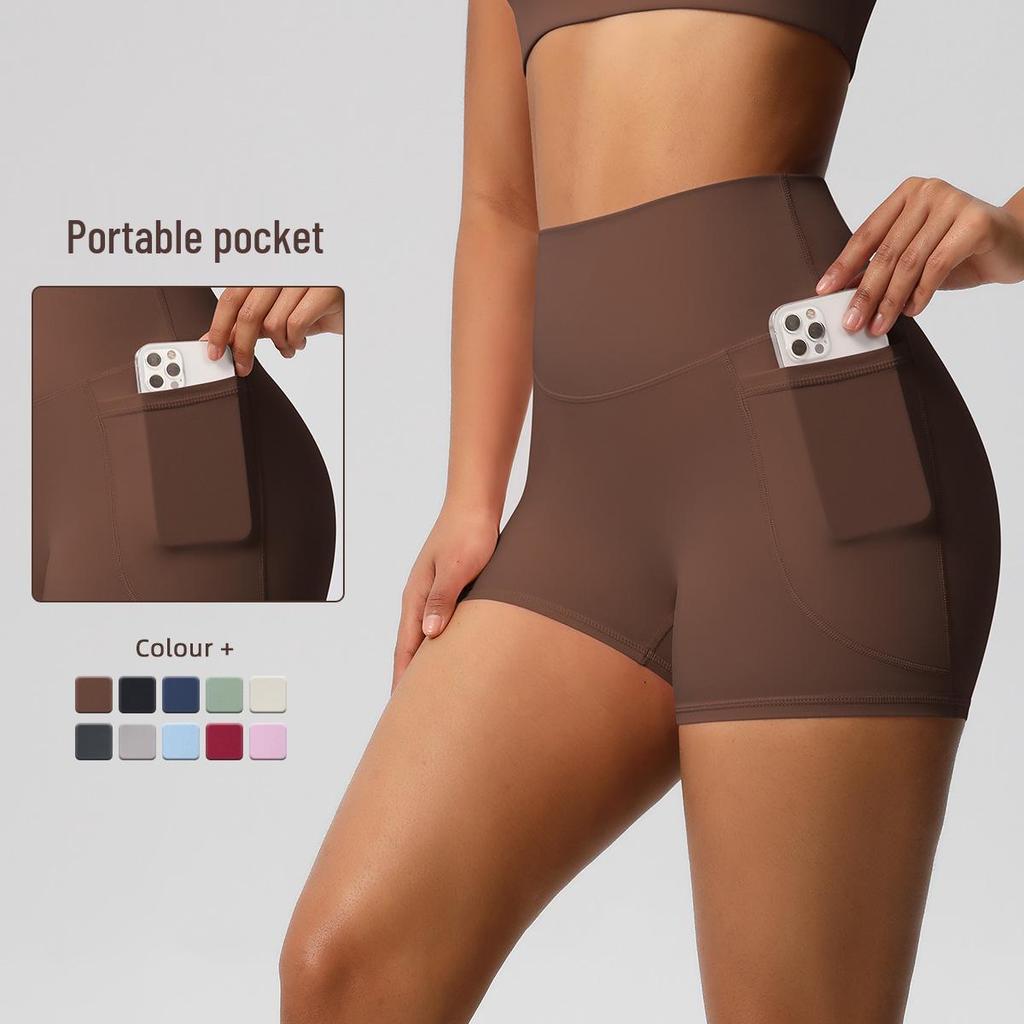 European & American High Waist Elastic Yoga Shorts - Women's Fitness & Running Pants