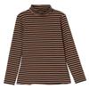 Women's Plush Striped High-Neck Base Layer Top - Long Sleeve, Plus Size, for Autumn/Winter, Middle-Aged Mom, Thick Velvet Inner Layer.
