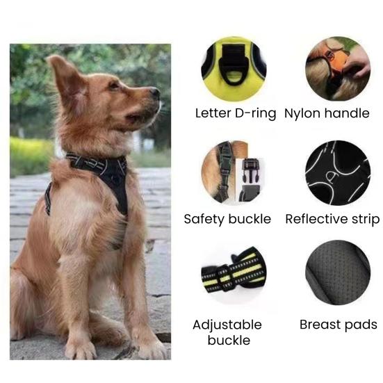 Anti-Zug Hundegeschirr Gepolstertes Hundegeschirr mit Einstiegsdesign Anti-Zug Kontrollgeschirr mit Verstellbaren Gurten für Hunde aller Größen