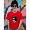 Boys Chimp In Red Sunglasses "Chill Bro" Print Crewneck Short Sleeve Tee