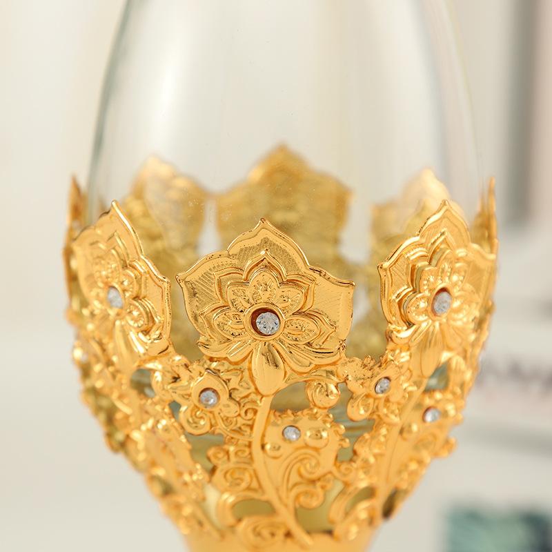Crystal Glass Goblet for Red Wine Golden Iron Art Wrapped Glass Beer Cup  Coffee Mug Wine Glass Set