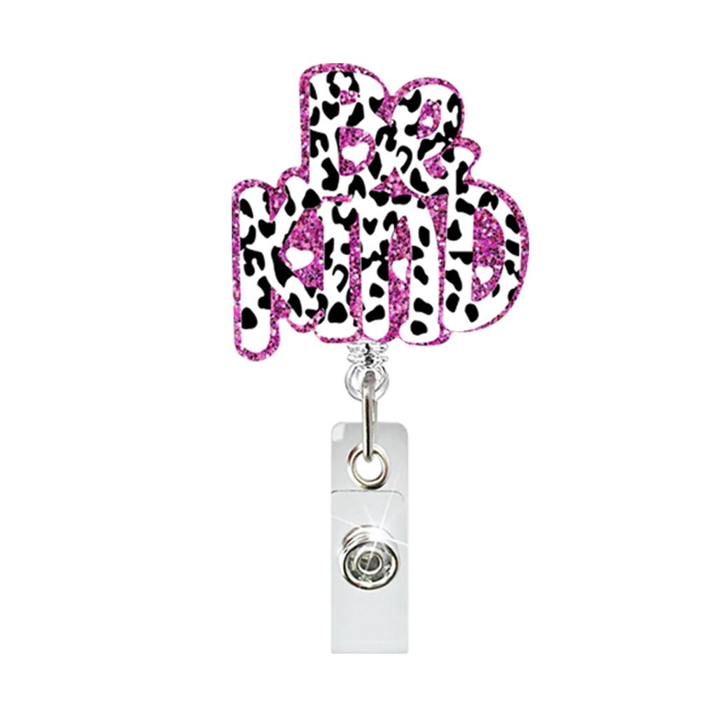 New Glitter Acrylic Nurse Badge Reel Retractable Id Badge Holder With 360 Rotating Alligator Clip Name Holder Medicine Supplies