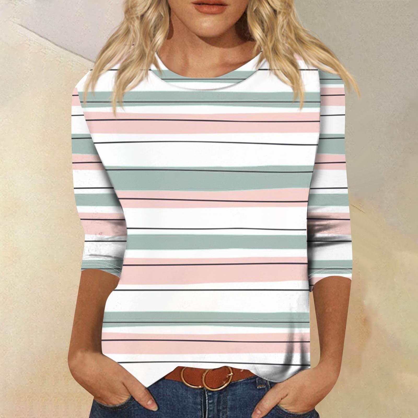 

Женская модная повседневная свободная футболка с круглым вырезом и рукавами 3/4 с принтом, женский топ XL