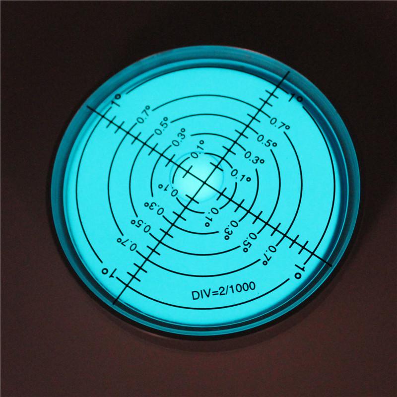 Nivel cu bulă rotund luminos pentru vedere nocturnă Nivel cu bulă metalic precizie 6'/2mm Dimensiune 60x10mm