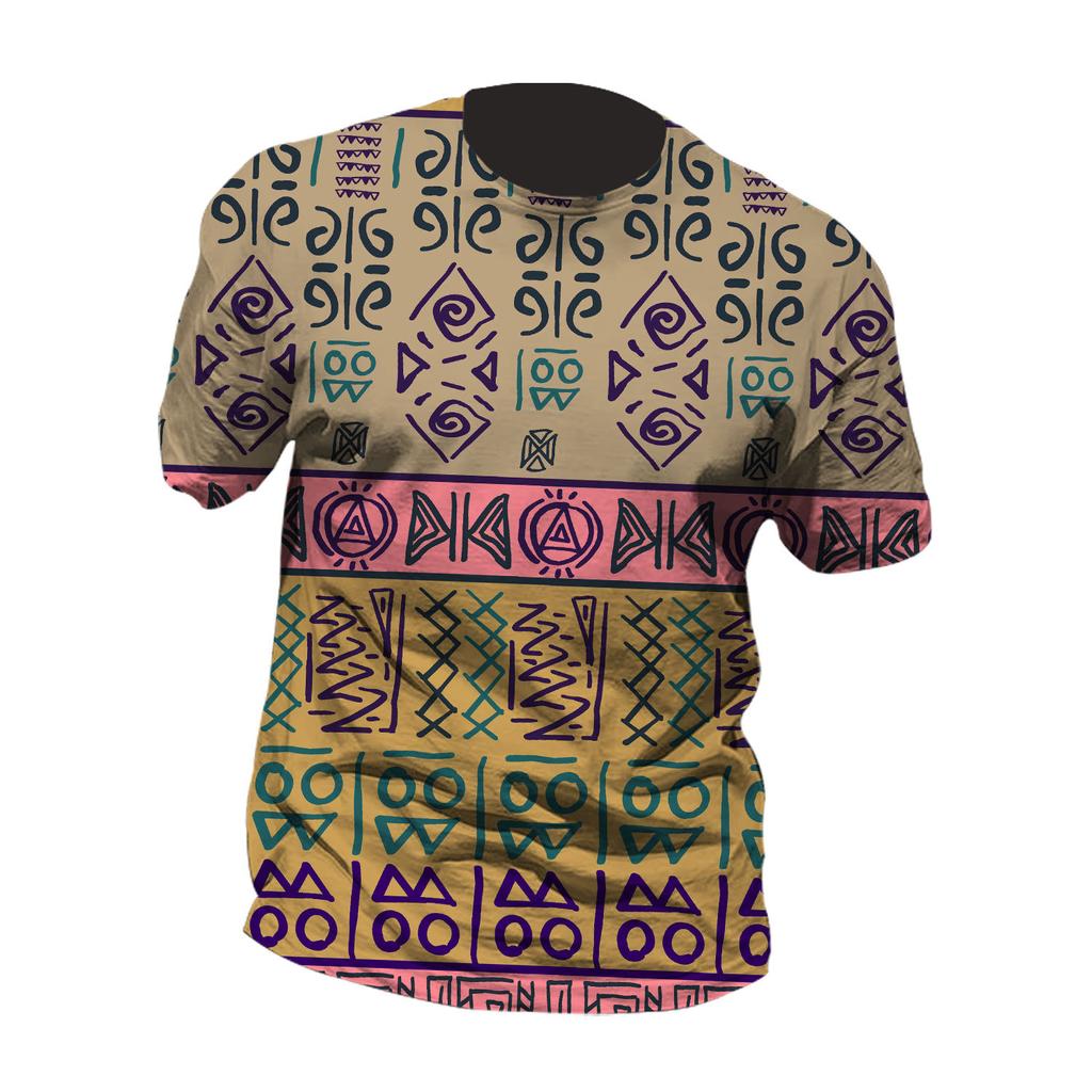 Vintage Men'S T-Shirt 3D Print Ethnic T Shirt Pattern Short-Sleeved Top Summer Breathable Men'S Clothing Ancient Culture Tees