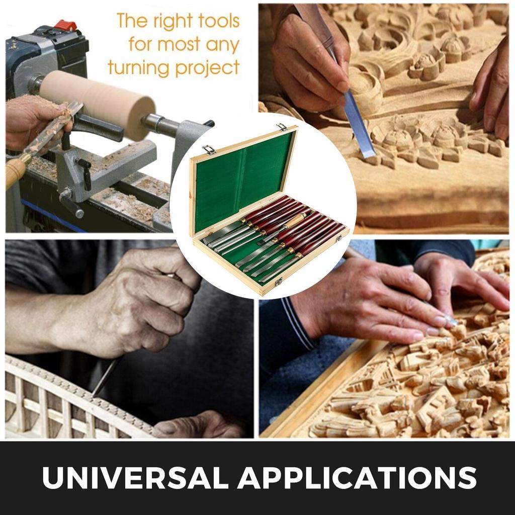 Wood Chisel Sets 8pcs Lathe Chisels 7INCH/17CM Woodworking Chisels 9INCH Wood Lathe Tools Wood Chisels Lathe Tools Wood Tool Box for Wood Carving Root