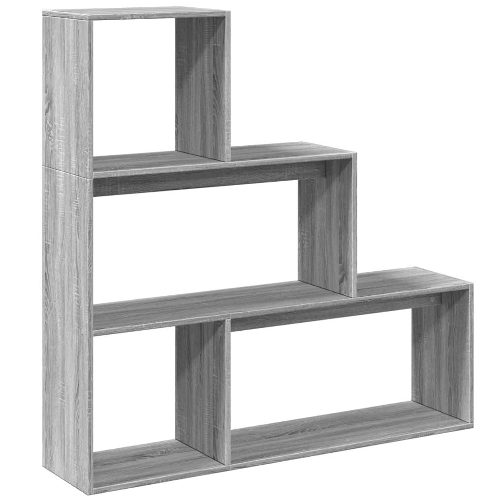Room Divider Bookshelf 3 Tier Gray Sonoma 123 x 29 x 123 cm