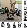 Cartoon Rabbit Easter Decorative Figurines Easter Egg Black Desktop Ornament Acrylic Accessories Hollow Carving Decoration