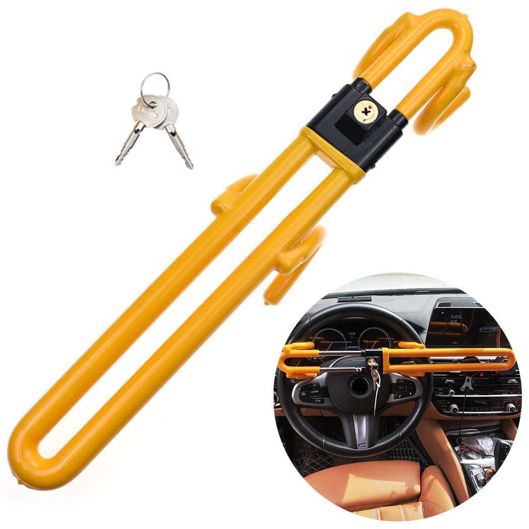 

RUNZE Car Steering Wheel Compatible with a Wide Range of Easy Installation Anti-Theft Lock, Vehicles, (Yellow) жёлтый