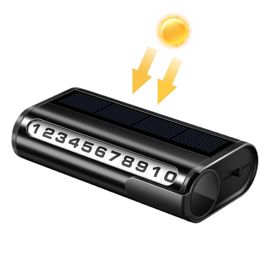 Car Parking Number Plate Luminous Auto Parking Card Solar Charging Temporary Stop Phone Number Card Decoration Accessory