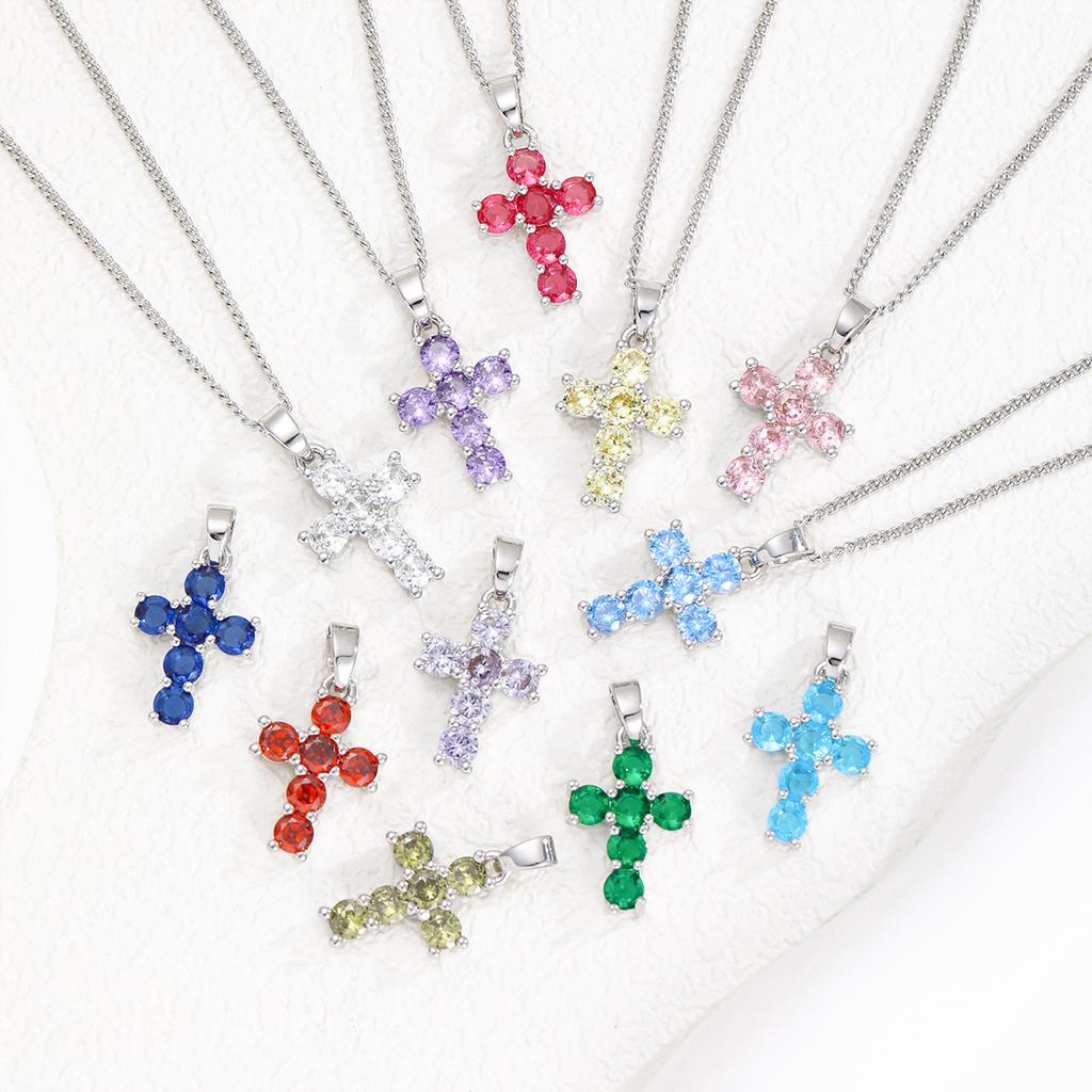 2025 New Stainless Steel Cross Necklace 18K Real Gold Plated Cubic Zirconia Christian Cross Charms Religious Pendant