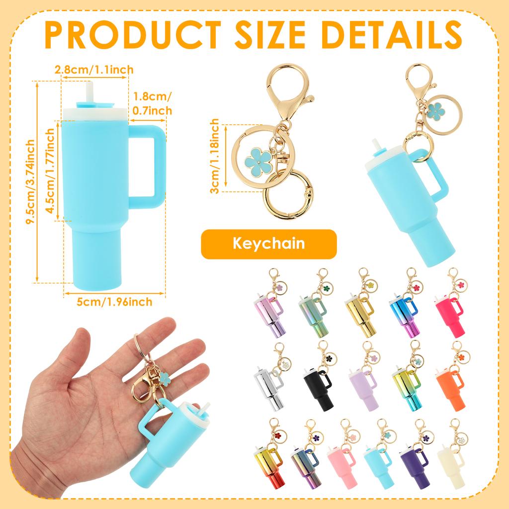 8/16 Pcs Mini Tumbler Keychain Colorful Tumbler Lip Balm Holder with Removable Lids Portable Cup Keychain for Bag Key Decoration