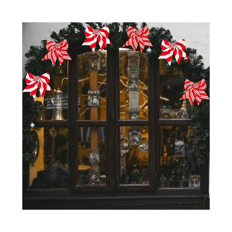 Weihnachtsschleifen, 12 Stück, Rot und Weiß, Festliche Dekorationen, Weihnachtsschleifen, Dekorationen für Girlanden, Hochzeiten im Freien, Partys