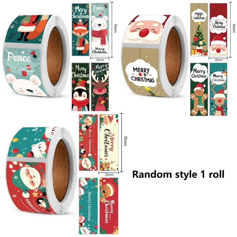 

1roll(120pcs) Christmas Stickers Roll - Cute Santa Polar Bear, Merry Christmas - for Gift Wrapping, Packaging - Paper-Based Reference image deta