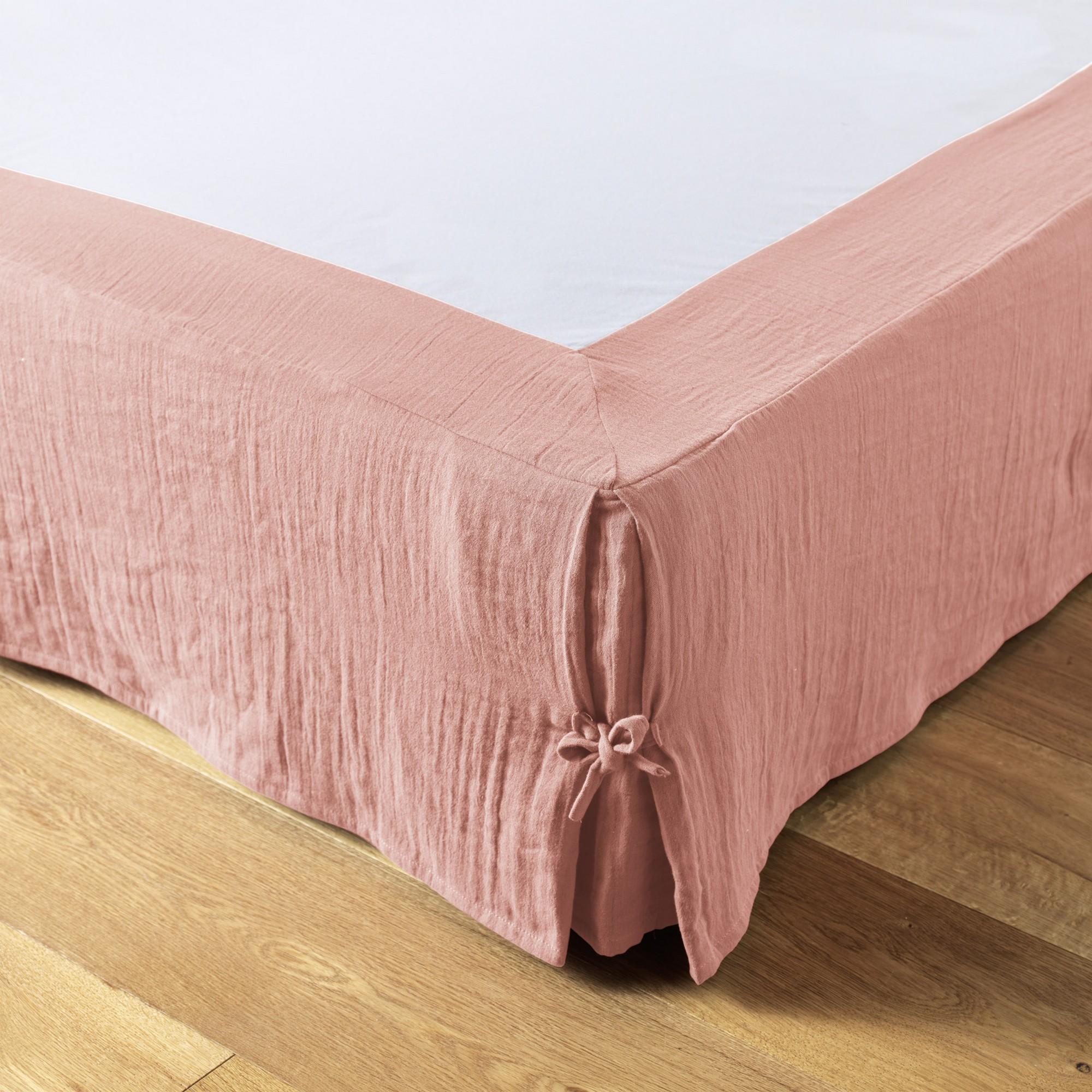Box spring cover 160x200 cm Cotton gauze Pink rosa