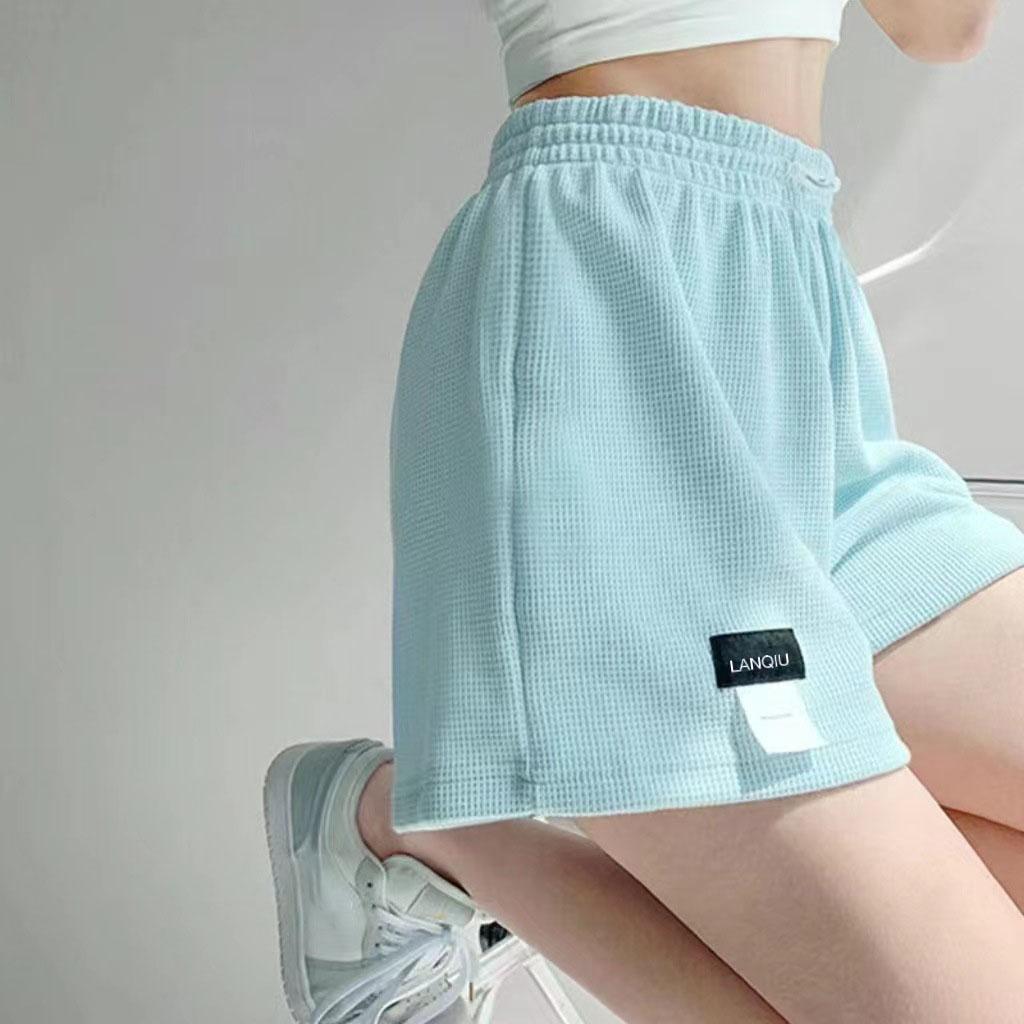 Danmo Women's High Waist Shorts Sports Fitness Pants Casual Drawstring Wide Leg Shorts for Ladies