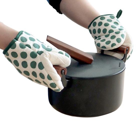 1 Paar Ofenhandschuhe mit Baumwollfutter Hitzebeständig Verbrühschutzhandschuhe Verdickt Küchen-Sicherheitsausrüstung zum Backen Grillen Kochen