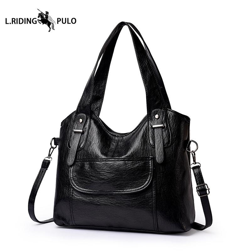 Large Capacity Handbag/shoulder Bag, Trendy Soft Leather, for Middle-aged Women