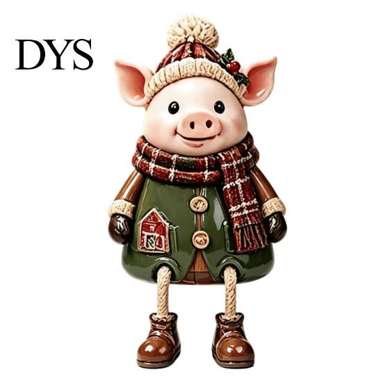 Unique Holiday Gift for Family Christmas Shelf Sitter Figurines, Retro Farm Animal Hanging Leg Decor, Farmhouse Style Decor Ornaments Mantel Tabletop