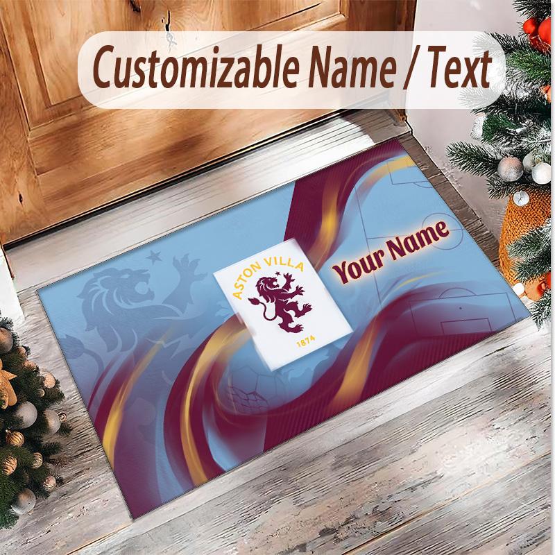 Personalized Crystal Velvet Carpet Aston Villa Pattern Non Slip Floor Rug