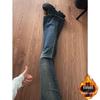 Cement Grey High-Waisted Flare Jeans - Women's Plush Slimming Stretch Pants, Autumn/Winter 2025