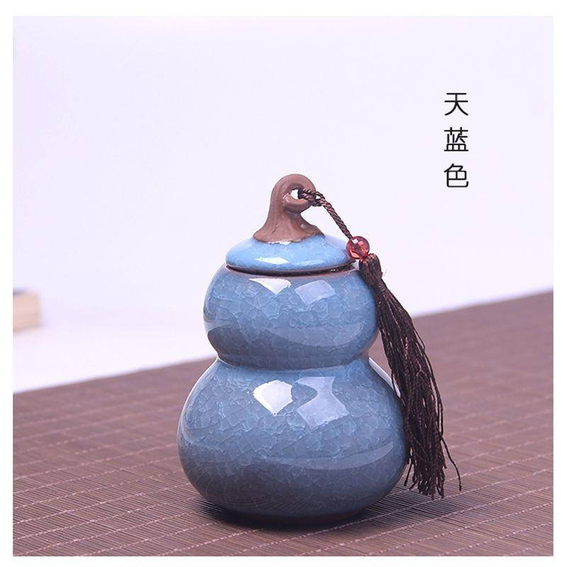 Ice Cracked Ceramic Tea Cans Tea Bag Storage Box Storage Cans with Lid Copper Buckle Tea Sets Home Decoration Accessories