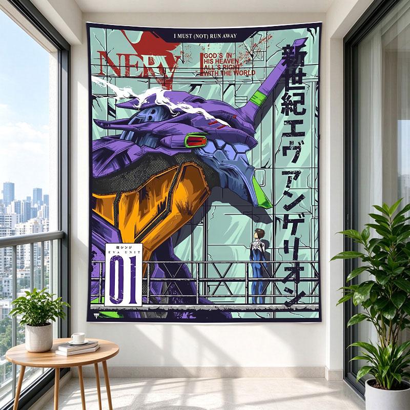 Постер Evangelion Unit 01 Синдзи NERV Фиолетовый EVA Мех Клетка Японский Текст