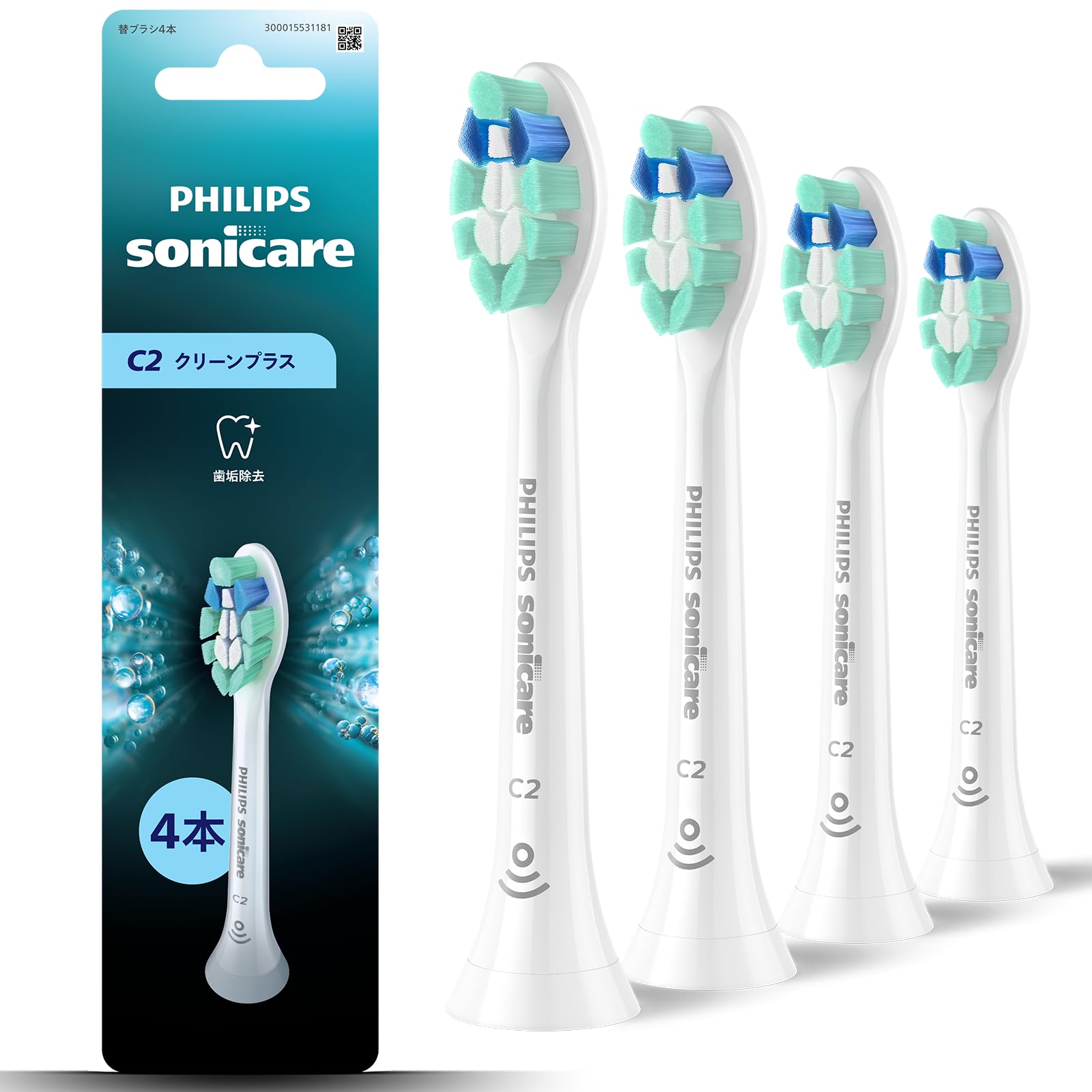 

Philips Sonicare C2 Clean Plus Regular Replacement Brush Heads Genuine Product White [Plaque Removal] (4 brushes) HX9024/14