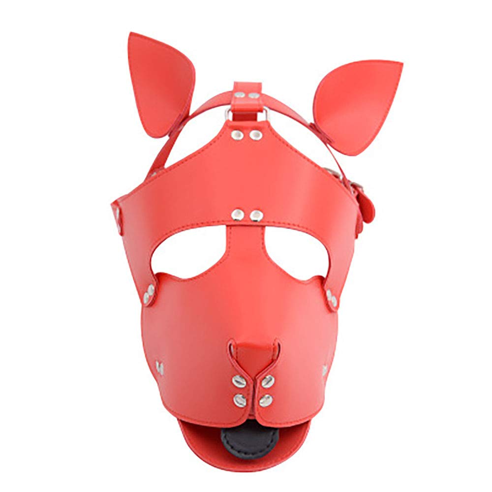 Warmtrees SM Dog Leather Hentai SM Dog Slave Party Couples Blindfold Full Head Restraint Breathable Popular for SM Fetish Black Mask, Mask,