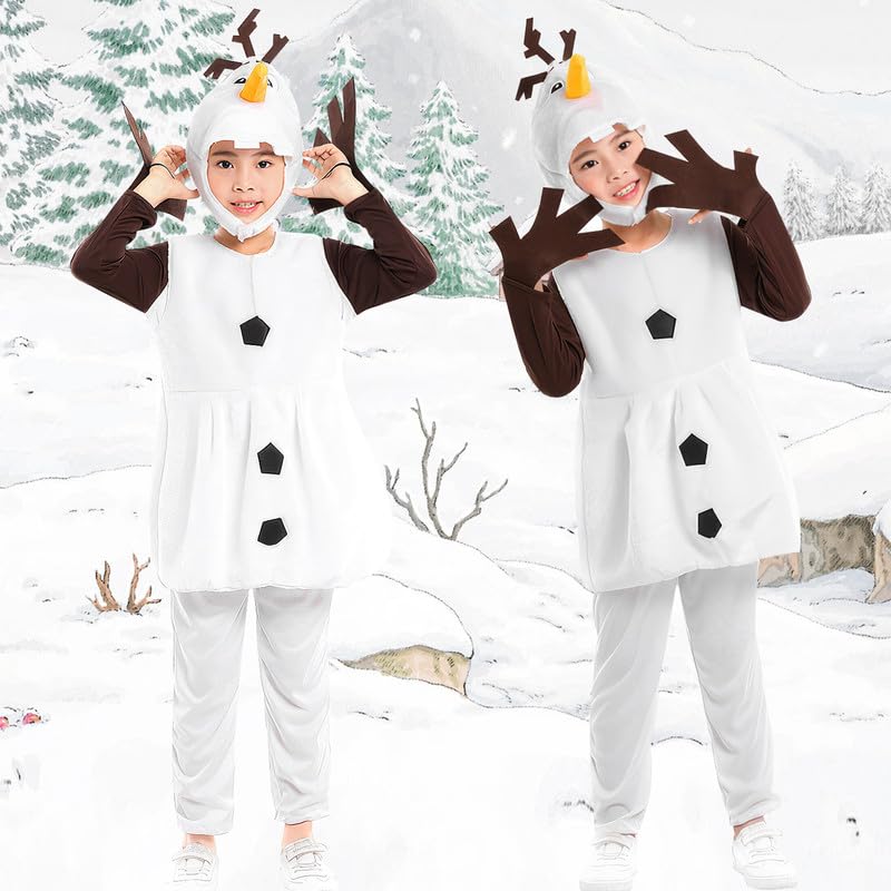 Maazusa Snowman Cosplay Kids' Pajamas Snowman Kigurumi Costume for Boys and Girls, Cute and Small, Perfect for Christmas, Stage Performances, and