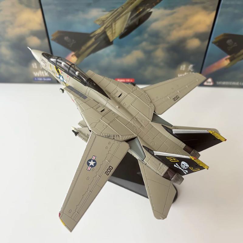 Wltk Diecast 1:100 Scale American F-14A F14 Tomcat Fighter Vf-84 Alloy Aircraft Model Variable Wing Hobby Souvenir Toy Gifts