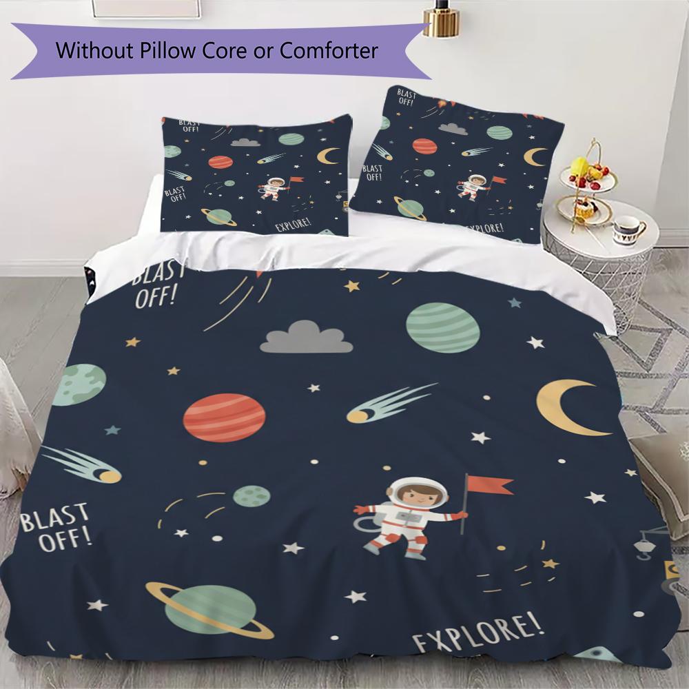 Cute Nordic Style Pattern Bedding Uilt Set Uilt Cover Pillowcase Home Decoration Birthday Gift (1 * Duvet Cover + 2 * Pillowcase  Without Core)24